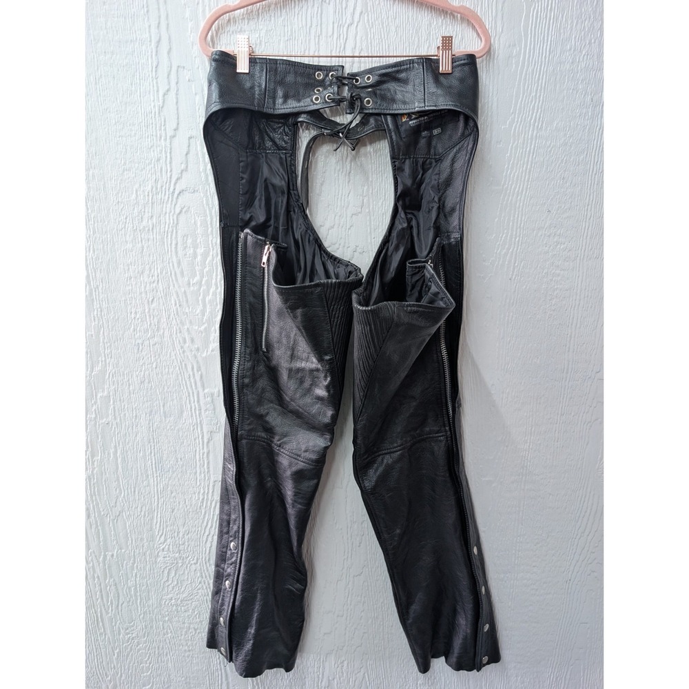 X Element Black Leather Motorcycle Chaps Moto Riding Men's Size 34